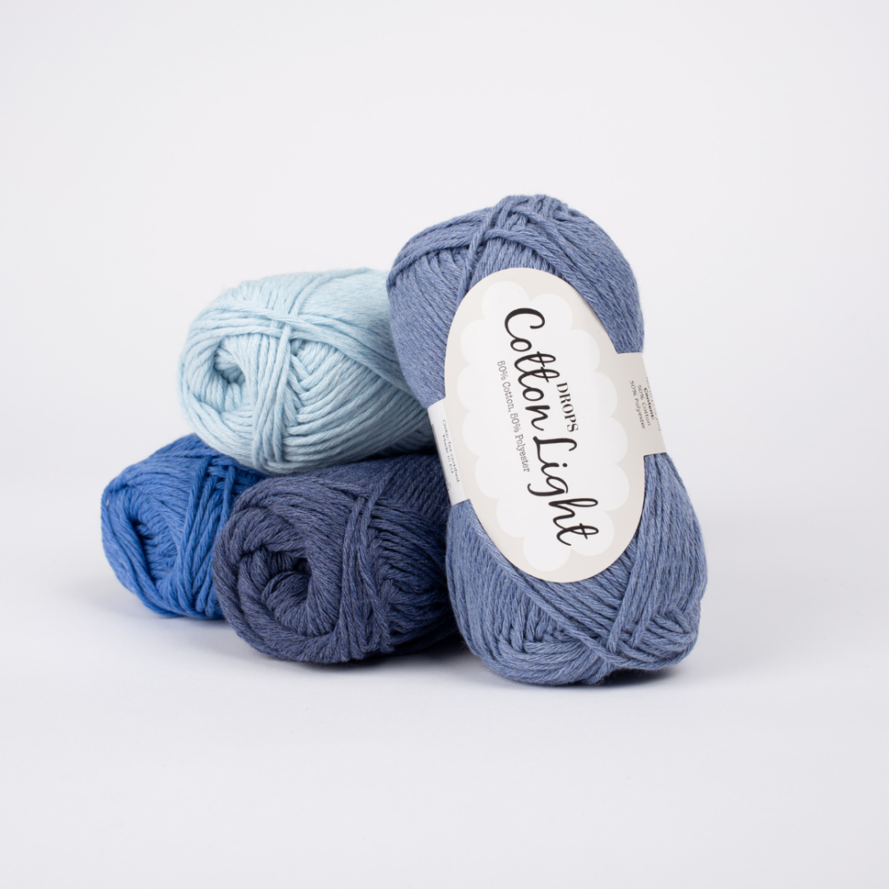 Drops Cotton Light - 50 % medvilnė - 50 % poliesteris - 50 g - 105 m - mikro poliesterio siūlai- minksti - vasaros siulai - nerimui - mezgimui - namu tekstiles gaminiams - namų dekorui - megztiniui - vaikams - Siulu dama