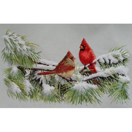 35178 Winter Cardinals Dimensions siuvinėjimo rinkinys siuvinejimas kryzeliu siulu dama