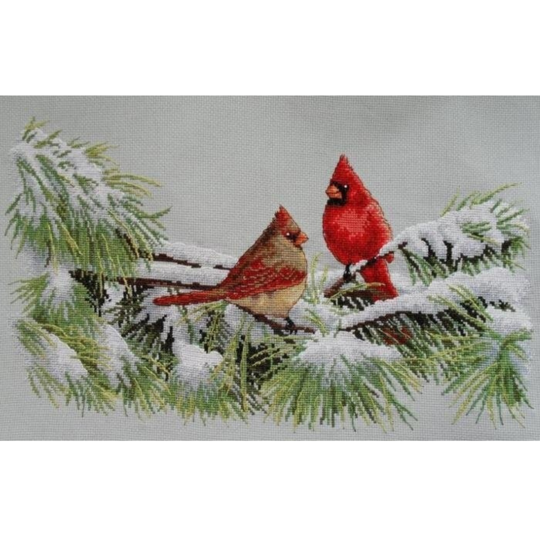 35178 Winter Cardinals Dimensions siuvinėjimo rinkinys siuvinejimas kryzeliu paveikslas