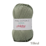 Phildar Coton3 - Aloe vera - 100% medvilne - alijosiumi - mezgimo siulai - nerimo siulai - merserizuota medvilne- blizgi - švytinti - tvirta - daug spalvu - rankinems nerti - megztukams - vasaros mezginiams - vasarai - vaikams - zaislu nerimui - Prancuzija - Siulu dama - 50 g - 121m virbalai vaselis 2.50 – 3.00 mm