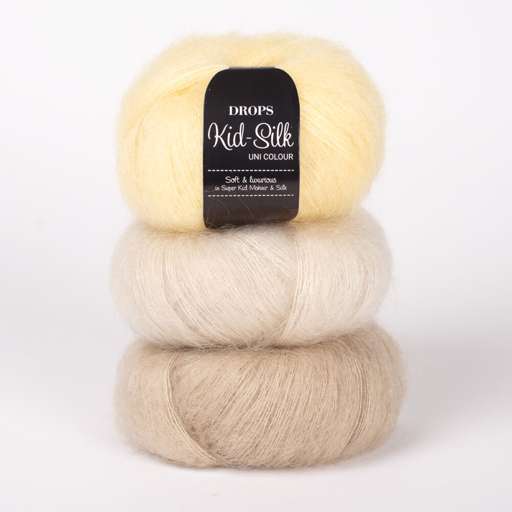 Drops Kid Silk mohera šilkas mezgimo siūlai – lengvi purus moheros siulai – siulu dama – norvegiski siulai – svelnus moherio ir silko siulai – skaru ir saliu mezgimui - pukuoti siulai - 25%silkas 75% mohera- silti siulai - mezgimui masina- mezgimo siulai - purus - svelnus - pukuoti siulai-pridetinis siulas