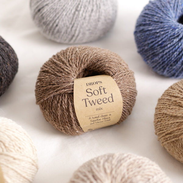 drops soft tweed 50 % merino vilna 25 % alpaka 25 % viskoze su smulkiais veltais tvido burbuliukais lengvi siulai siulai vaikams suaugusiems mezgimo siulai rudens ziemos sezonui siulu dama