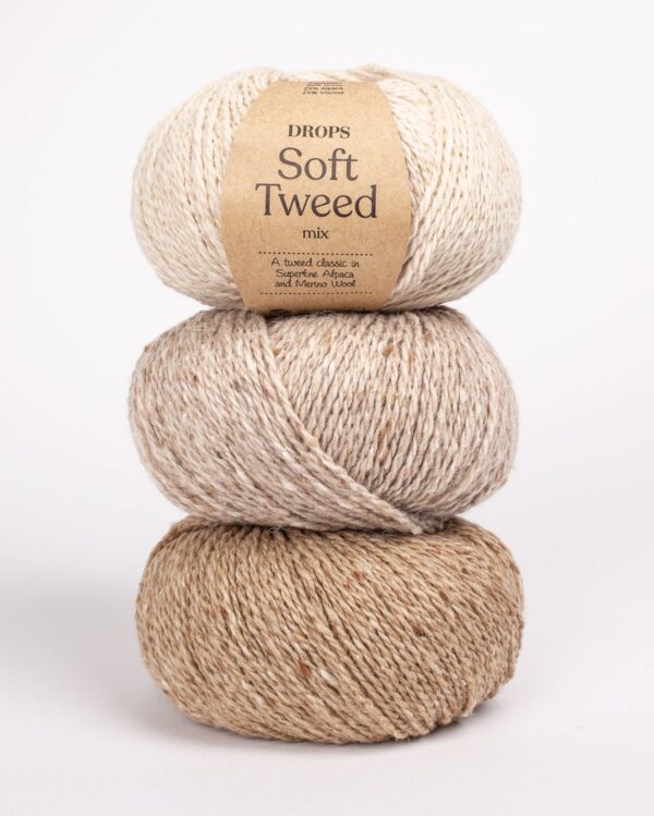 drops soft tweed 02 03 04 1 scaled - Siulų dama - siūlai mezgėjoms megzti kojines megztinius šalikus šalikas megztinis siūlų parduotuvė pigiausi siūlai geriausi pasiūlymai nemokama registracija - Siūlų Dama Siūlų pasaulis https://siuludama.lt Drops <strong>Sudėtis</strong>: 50 % merino vilna, 25 % alpaka, 25 % viskozė <strong>Svoris/ilgis</strong>: 50 g apie 130 m <strong>Rekomenduojamas virbalų dydis</strong>: 4 mm <strong>Mezgimo tankumas</strong>: 10 x 10 cm = 21 akis x 28 eilės <strong>Priežiūra</strong>: skalbimas rankomis, 30°C DRP-softtweed