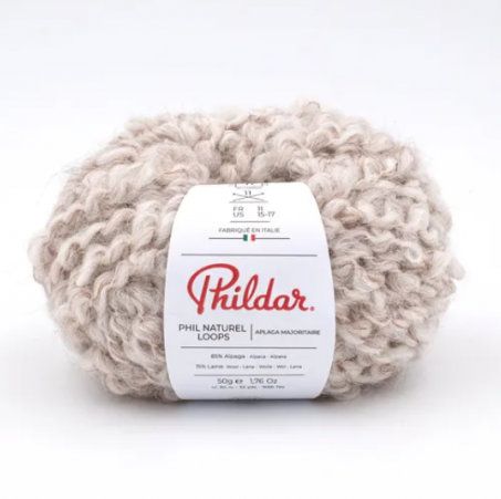 Phildar natural loops Nature - Siulų dama - siūlai mezgėjoms megzti kojines megztinius šalikus šalikas megztinis siūlų parduotuvė pigiausi siūlai geriausi pasiūlymai nemokama registracija - Siūlų Dama Siūlų pasaulis https://siuludama.lt Phildar <strong>Sudėtis</strong>: 85 % alpakos vilna, 15 % avies vilna <strong>Svoris/ilgis</strong>: 50 g apie 30 m <strong>Rekomenduojamas virbalų dydis</strong>: 11.0 mm <strong>Priežiūra</strong>: skalbti rankomis, nelyginti PHL-natloops