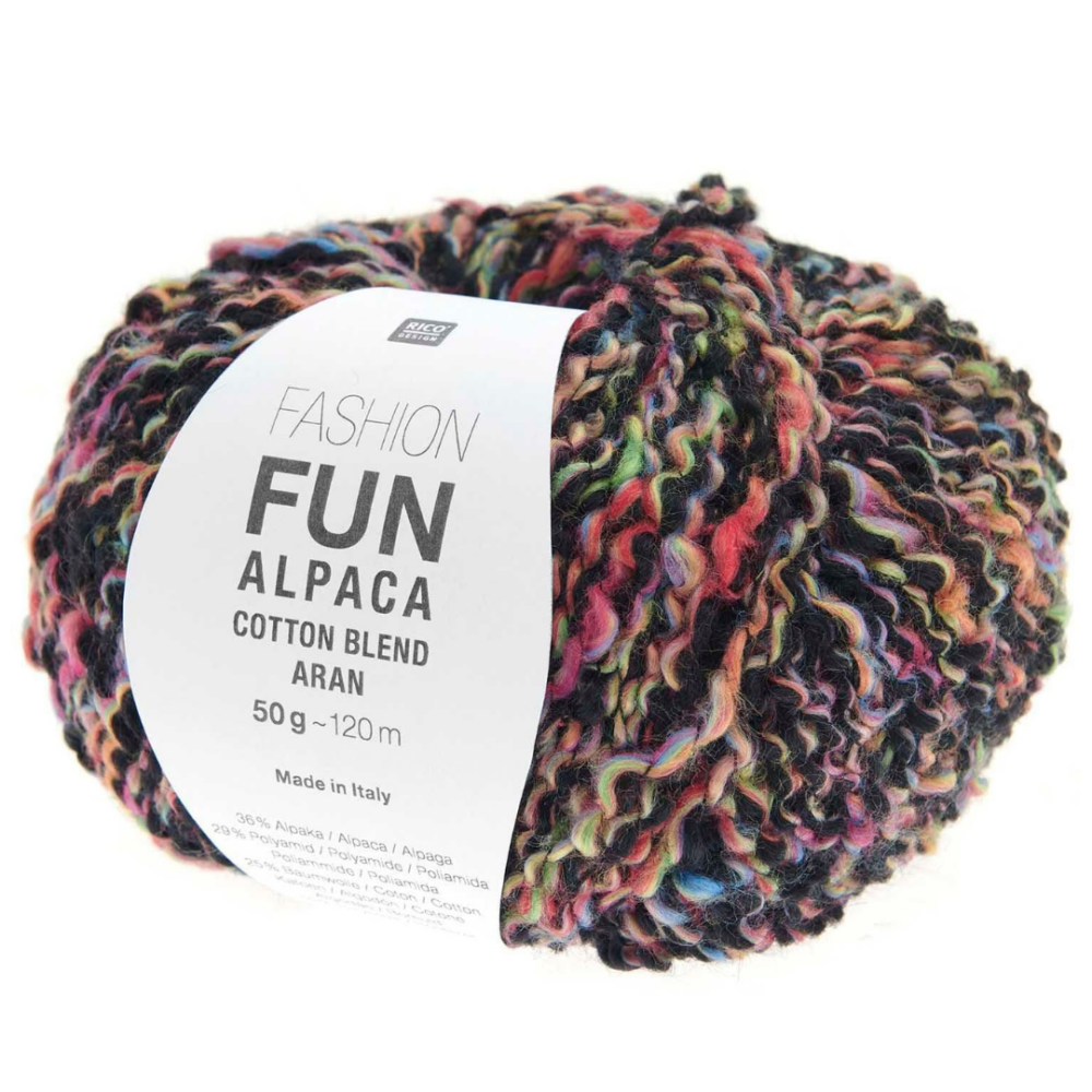 Fashion fun Alpaca Cotton blend aran - alpakos siulai - medvilnes siulai - margi - fakturiniai - minksti siulai - ivairiaspalviai - vaikams - megztukams - salikams - vasarai - pavasariui - mezgimo siulai - nerimo siulai - idomus - Siulu dama - 50g - 120m