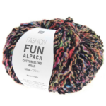 Fashion fun Alpaca Cotton blend aran - alpakos siulai - medvilnes siulai - margi - fakturiniai - minksti siulai - ivairiaspalviai - vaikams - megztukams - salikams - vasarai - pavasariui - mezgimo siulai - nerimo siulai - idomus - Siulu dama - 50g - 120m