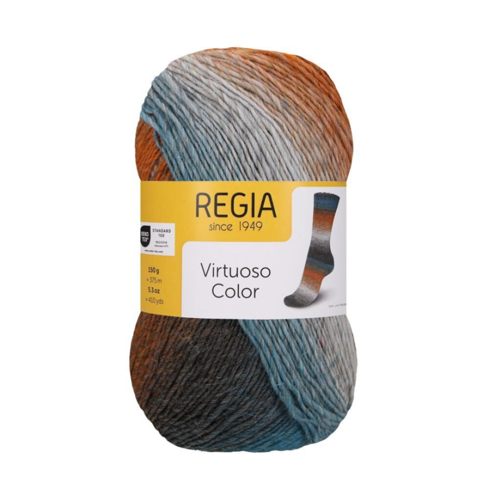 Regia Virtuoso Colour siulai kojinems - mezgimo siulai- 6 giju-stori siulai kojinems-tvirtos kojines-margos kojines-shachenmayr-margi siulai megztukams-skaroms-pledukams-siulu dama