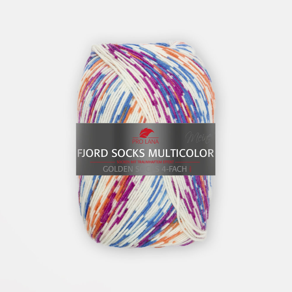 485 Fjord Socks Multicolour kojininiai siulai margi siulai rastuoti siulai ploni siulai Pro Lana