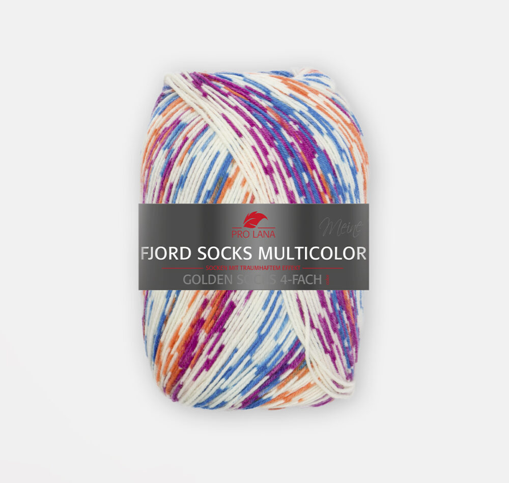 485 Fjord Socks Multicolour kojininiai siulai margi siulai rastuoti siulai ploni siulai Pro Lana