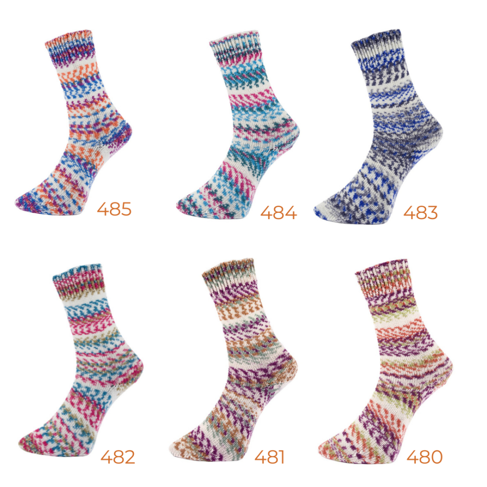 Fjord Socks Multicolour kojininiai siulai margi siulai rastuoti siulai ploni siulai Pro Lana