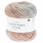006 RICO Painted Power Cotton 59 % medvilnė, 26 % akrilas, 8 % vilna, 7 % poliamidas mezgimo siulai spalvoti siulai margi siulai vasaros siulai siulai megztukams bliuskutems salikams siulai vaikams siulai suaugusiems siulu dama