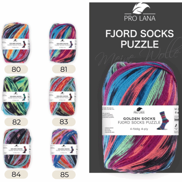 Fjord Socks Puzzle Pro Lana 75% avies vilna 25Į poliamidas siulai kojinems megzti margi siulai norvegiski skandinaviski rastai ploni siulai kojinems megztukams kepurems skarelems Siulu dama