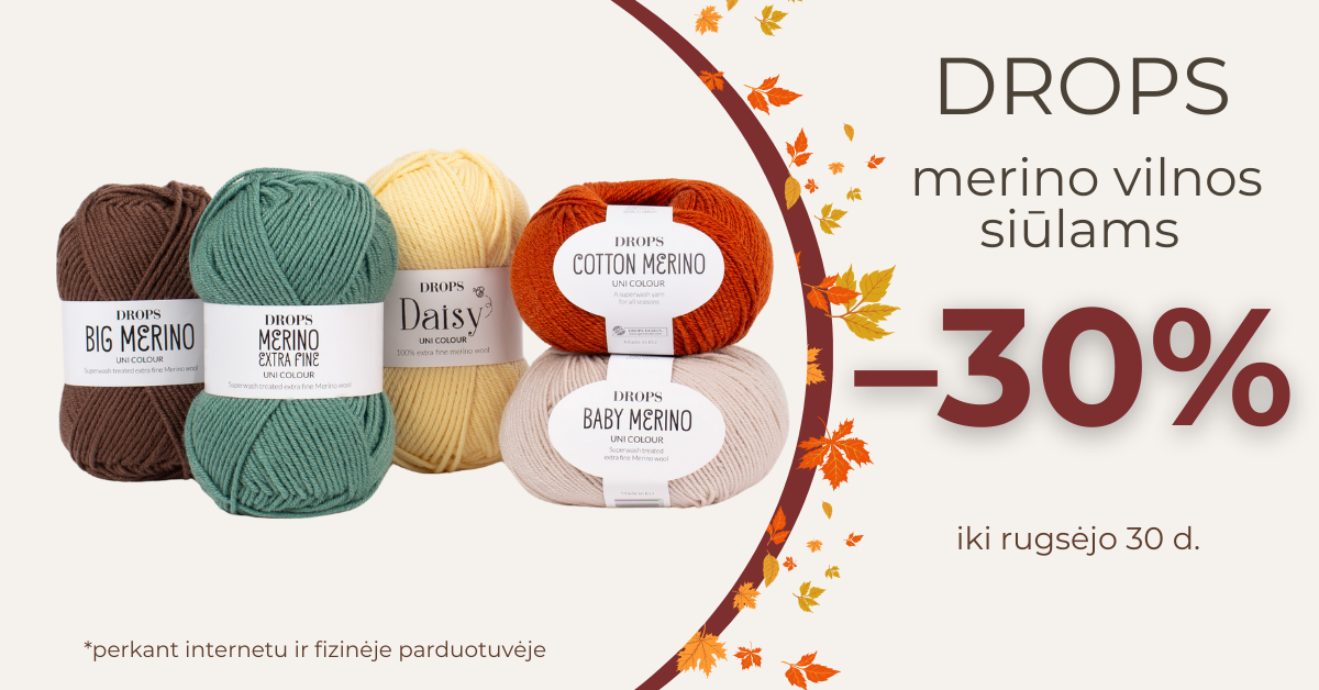 DROPS MERINO VILNA NUOLAIDOS AKCIJA MERINO MANIJA siulai vaikams