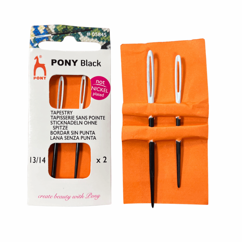 Juodos plastikinės siuvimo adatos mezgėjams, 13/14, megztų detalių susiuvimui 2 vnt