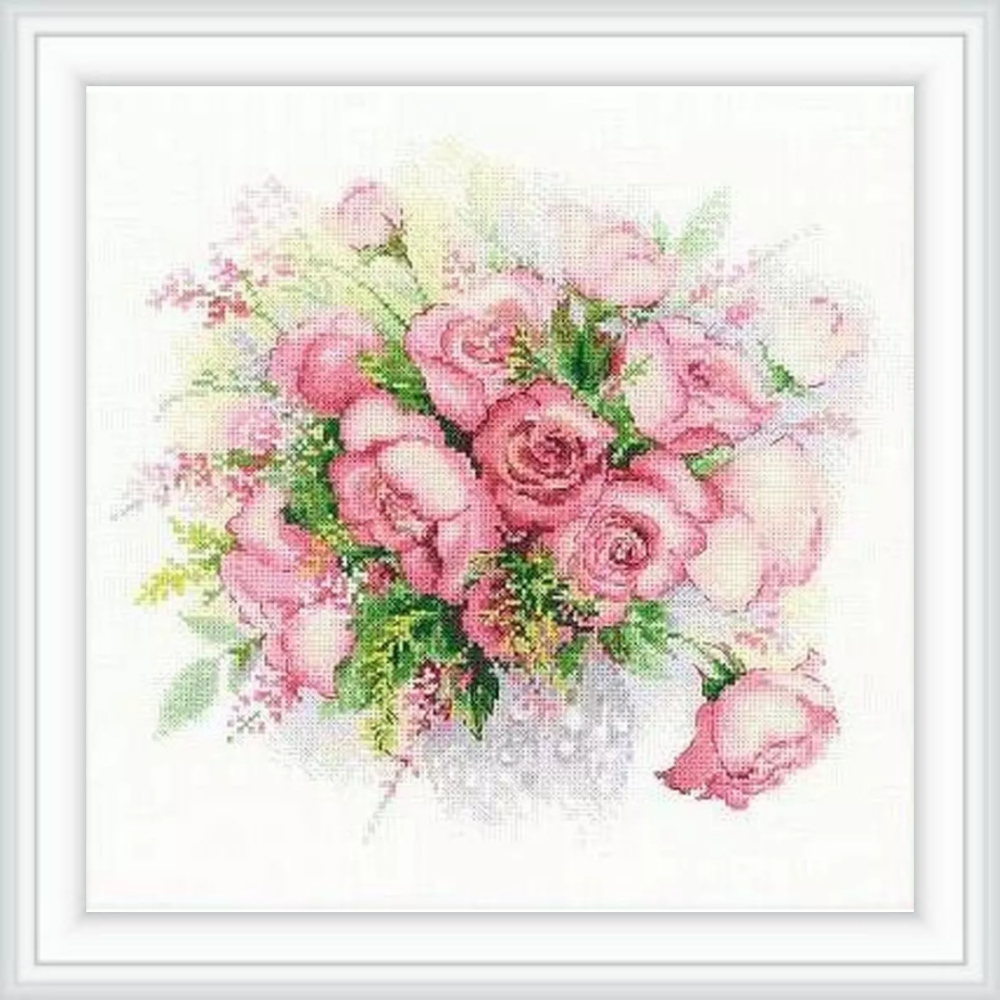 Riolis 1335 tapytos rozes watercolour roses siuvineimo rinkinys pradedantiesiems siuvinejimo rinkinys