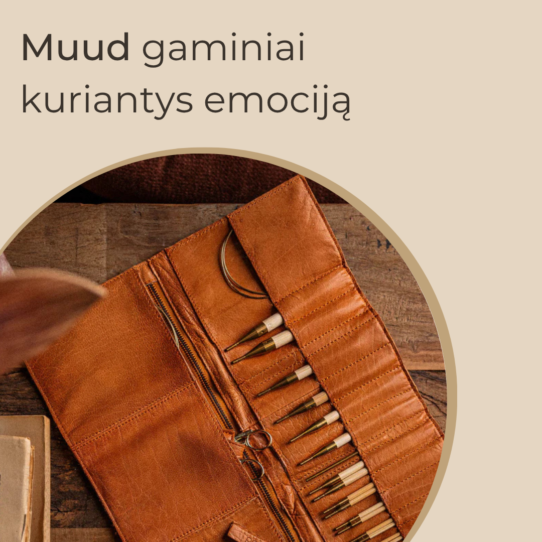Muud dėklai krepsiai odiniai gaminiai mezgantiems neriantiems naturalus odiniai deklai mezgimo priemonems Daniška kokybė rankų darbo gaminiai Siulu dama