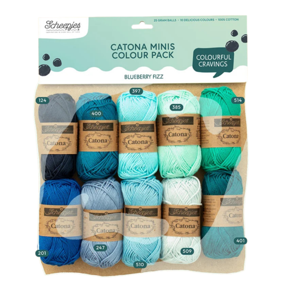 Scheepjes Blueberry fizz Catona Minis siulu rinkinys nerimui mezgimui kurybinis , siulai po 25 g, spalvotu siulu rinkinys medvilne merserizuota 100% medvilne zaislu nerimui, amigurumi, papuosalu gamybai Siulu dama